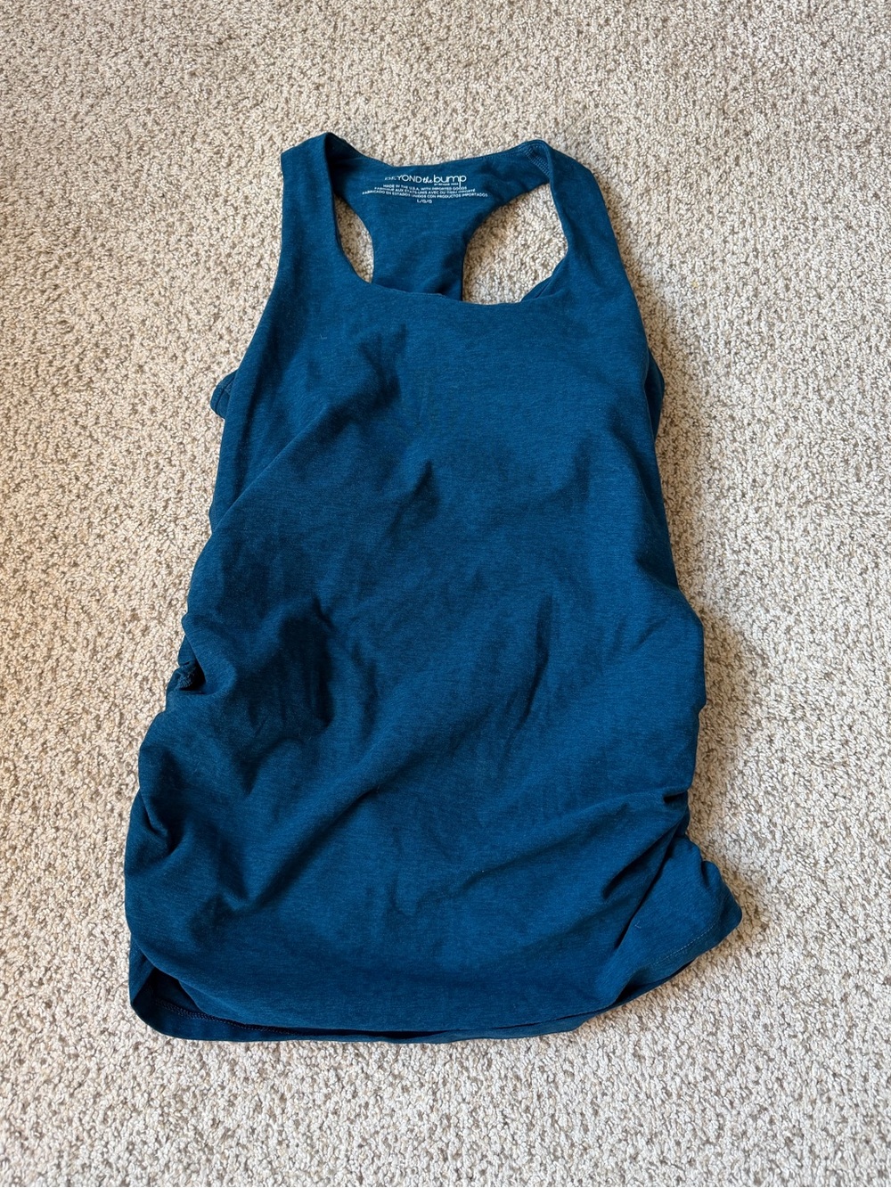 Beyond Yoga (Beyond the Bump) Maternity Tank Top Teal Blue Large Spacedye